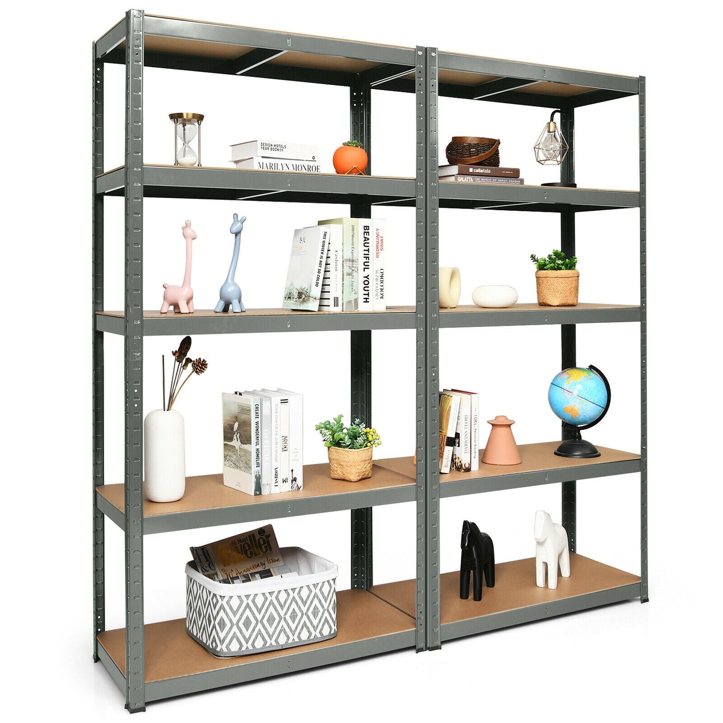 2 Pcs Storage Shelves Garage Shelving Units Tool Utility Shelves