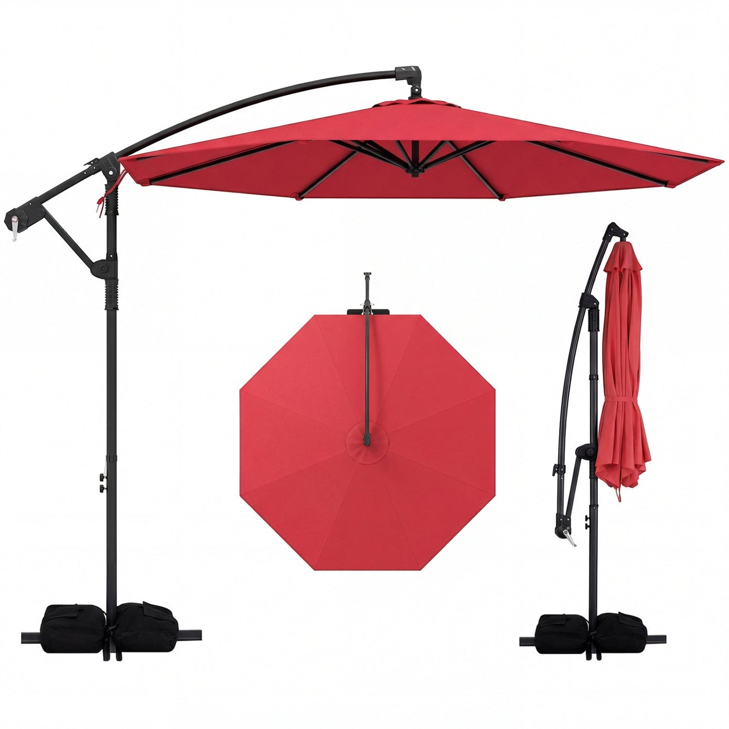 10 Feet Offset Hanging Umbrella with Base Patio Cantilever Umbrella with Tilt