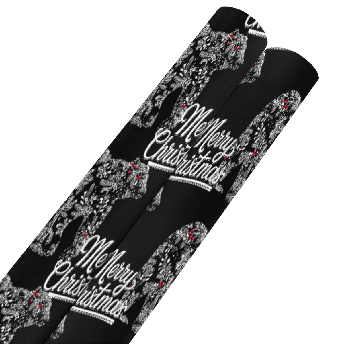 Merry Christmas Polar Bear Black Gift Wrapping Paper - 2 Rolls (Made in USA)