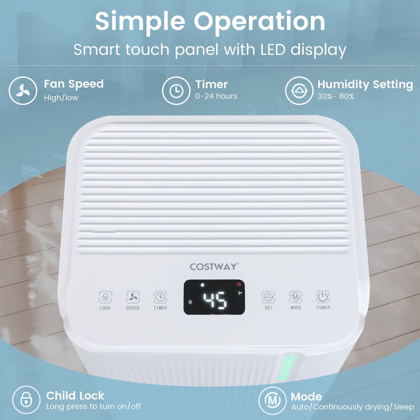 32 Pints 2000 Sq.ft Portable Dehumidifier for Home and Basement-White