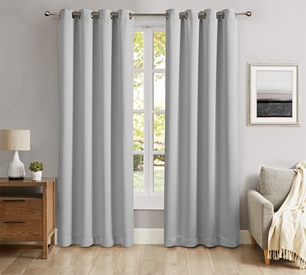Fennco Styles Grommet Top Blackout Window Curtains 2 Panels Set for Bedroom, Living Room, Patio Door Backing Sliding Glass Door Drape