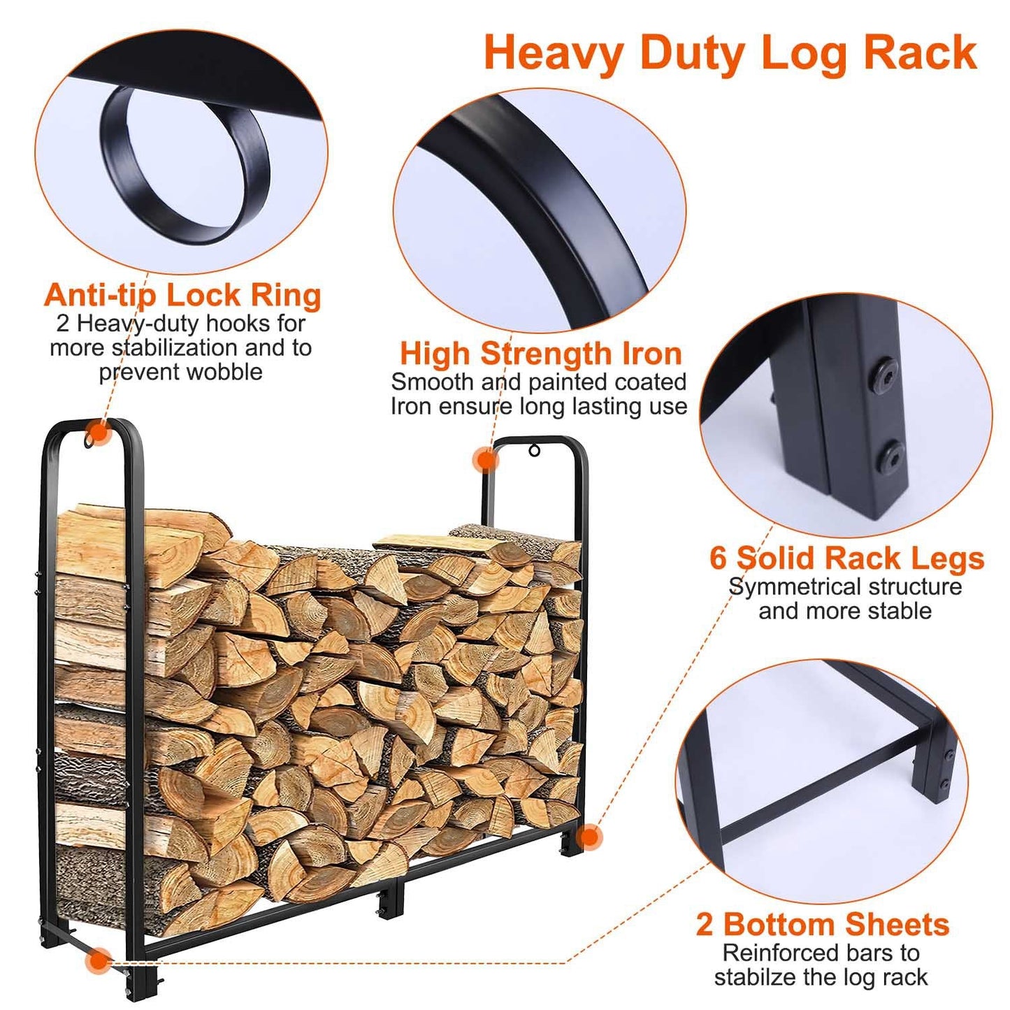 Firewood Log Rack for Home Use Heavy Duty Wood Storage