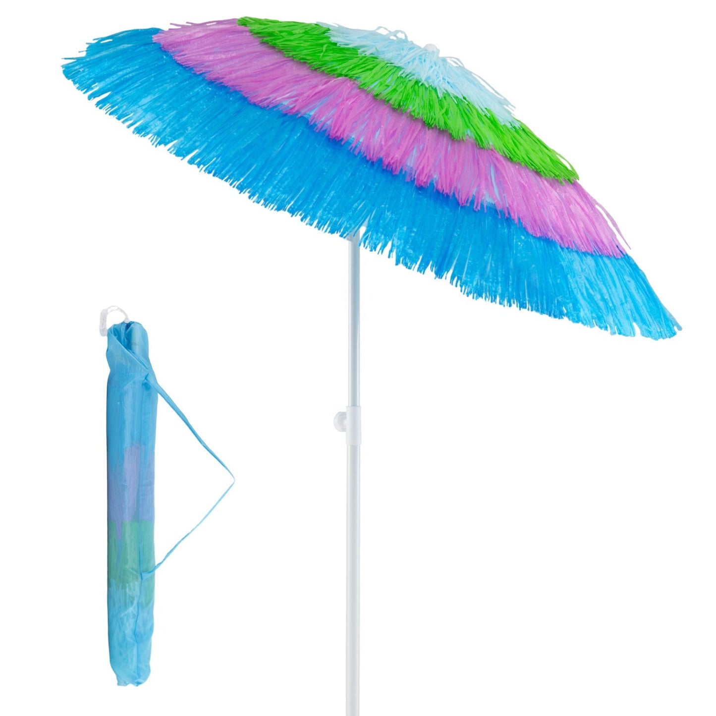 6 Feet Thatched Patio Umbrella with Tilt Design and Carrying Bag