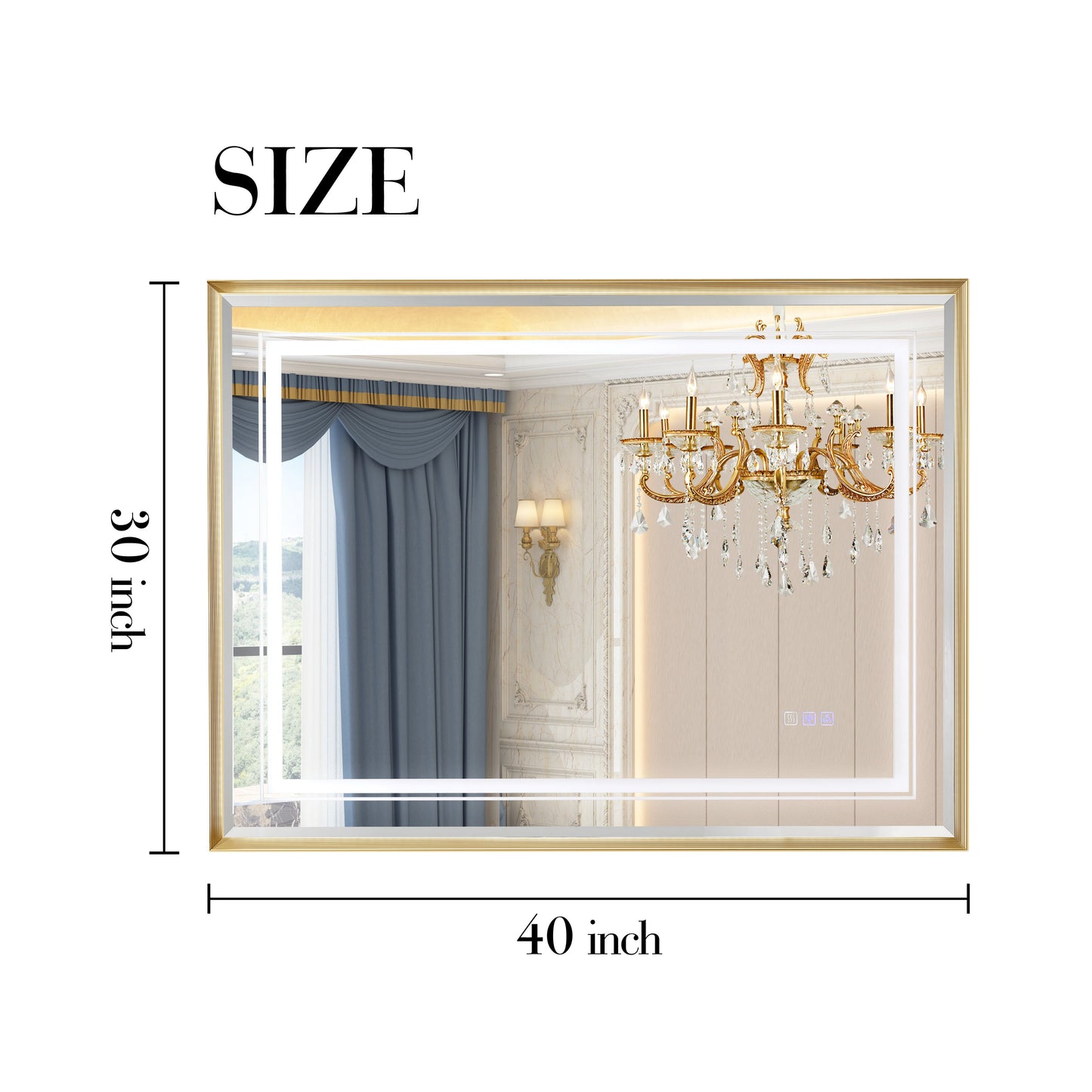 40x30 Inch LED Bathroom Beveled Mirror