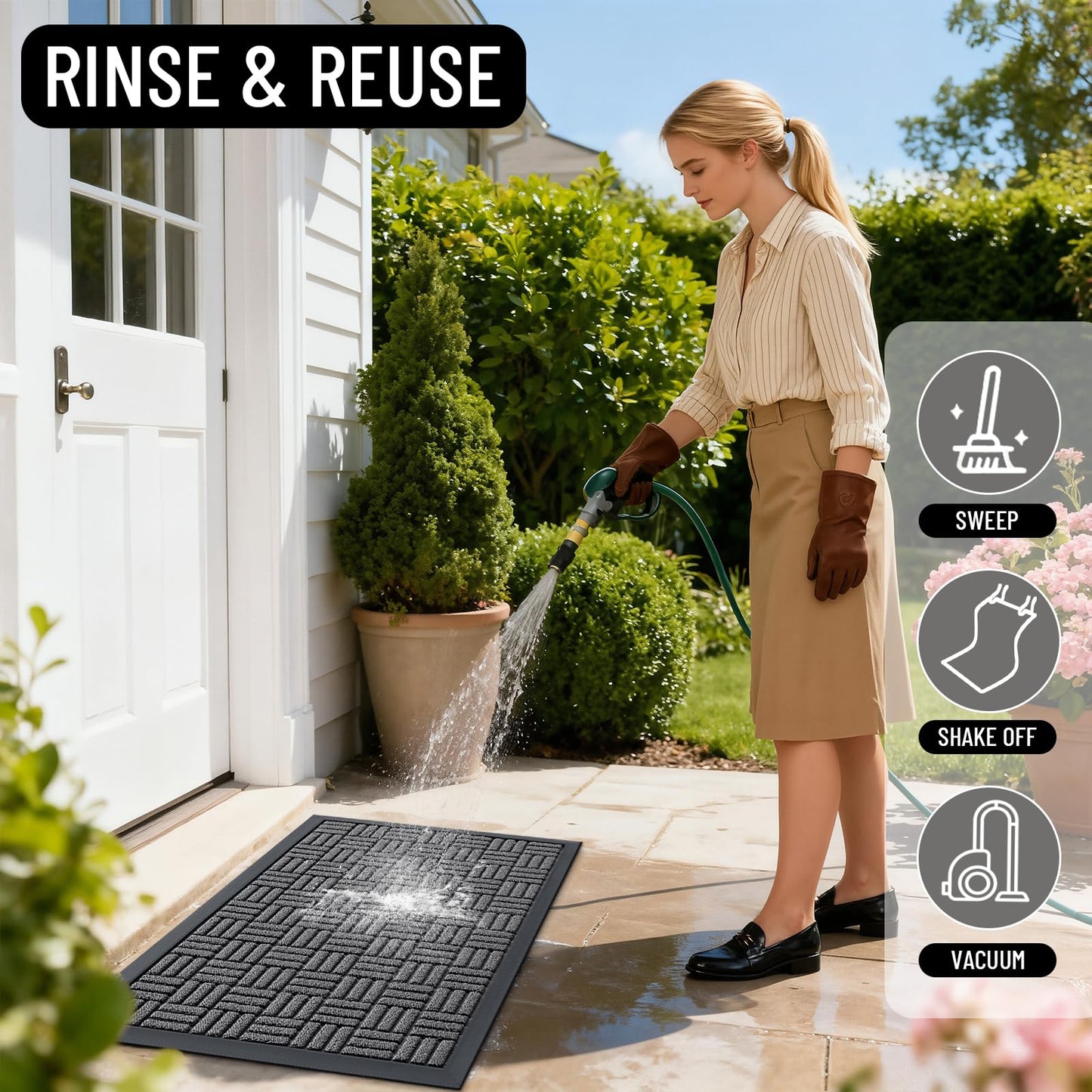 Front Door Mat Outside Entrance 29.5x17, Absorbent, Heavy Duty Sturdy Natural Ru