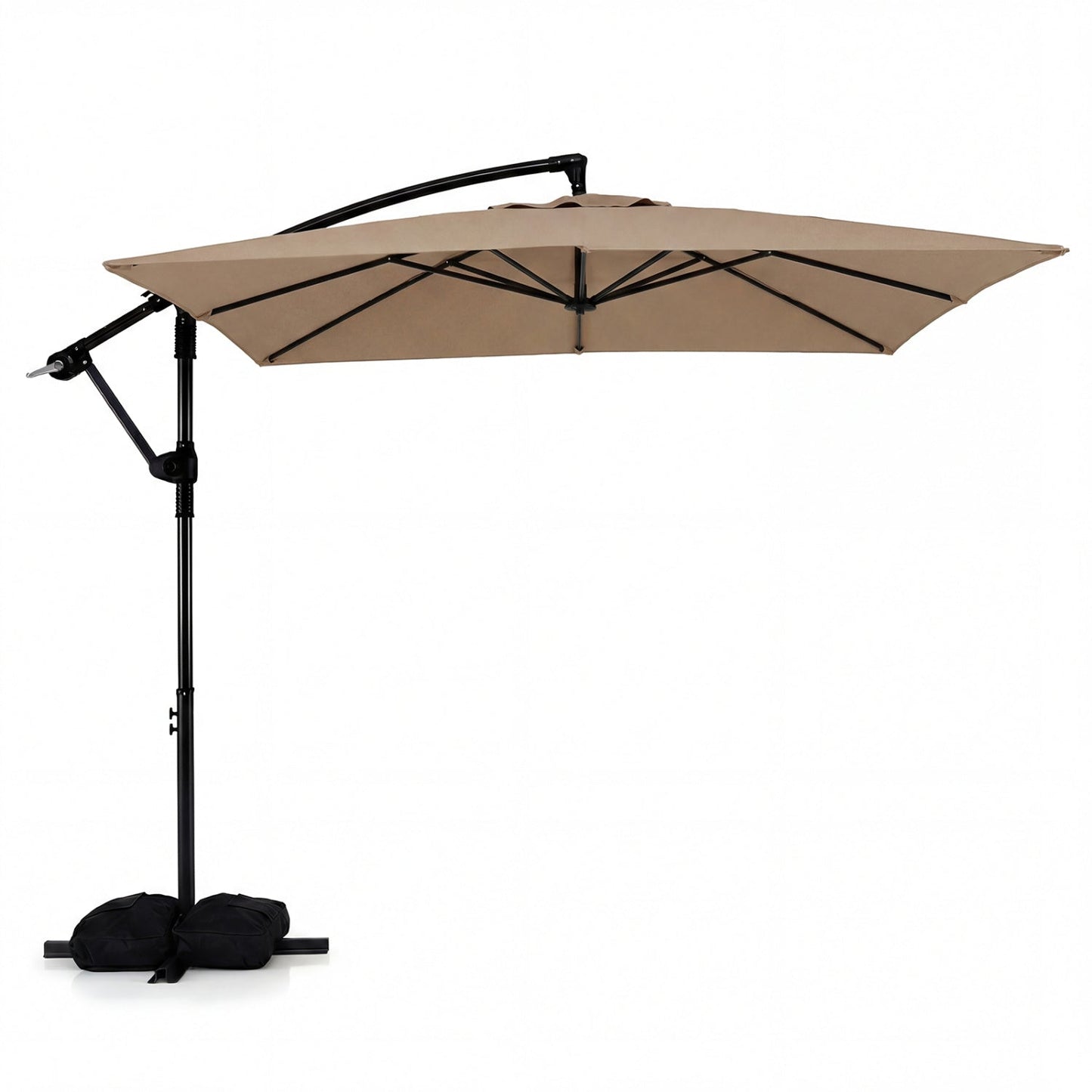 8 x 8 FT Offset Cantilever Patio Umbrella Square Hanging Outdoor Market Umbrella with 360° Rotation