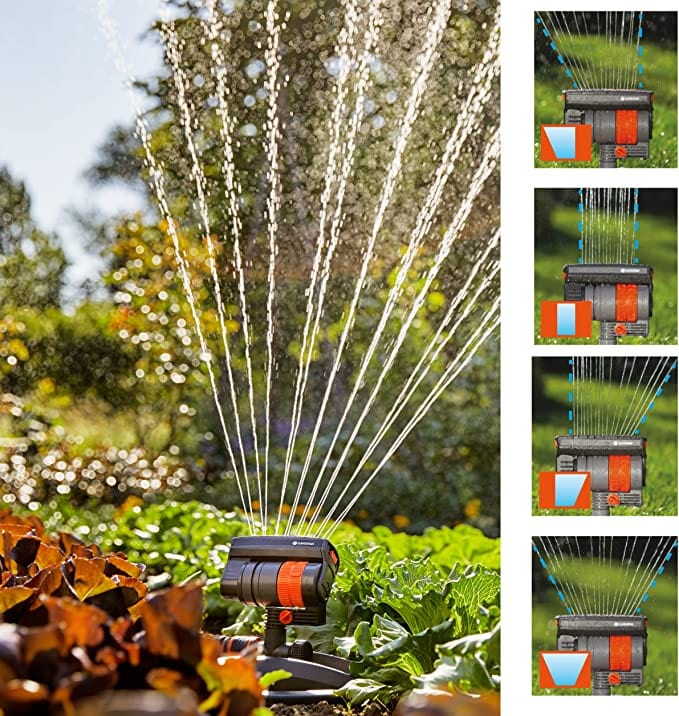 AquaZoom compact, oscillating sprinkler with metal spike, covers up to 2,300 sq. ft.
