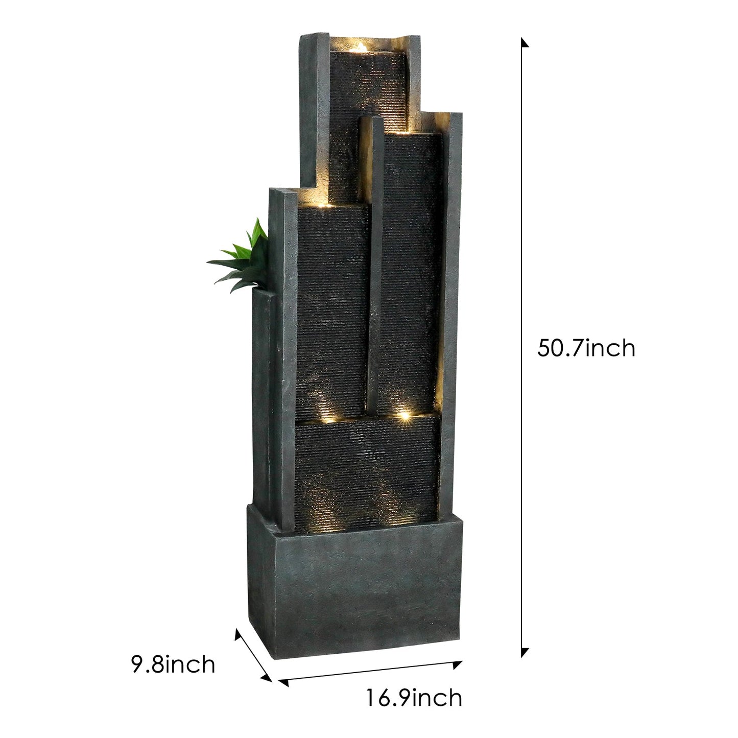 Resin Ribbed Slate Outdoor Water Fountain Quiet 50 in