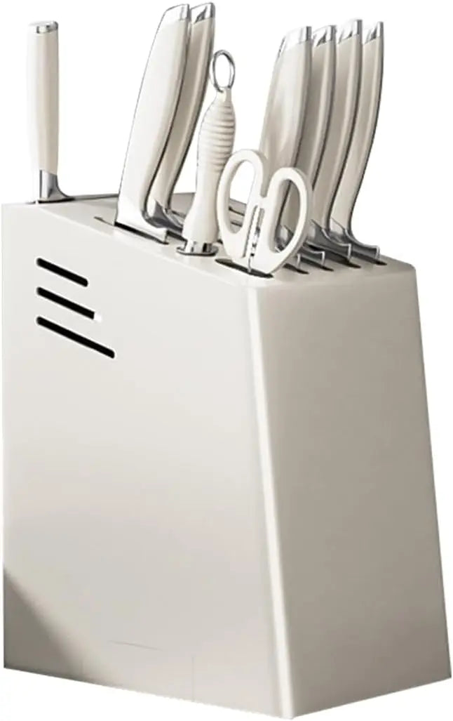 Knife Block with Drain Tray, Knife Holder without Knives, Kitchen Storage Knife Rack Decoration, Slanted Knife Stand