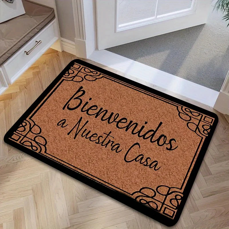 VIKAMA "Bienbenidos" Spanish Welcome Soft, Absorbent Door Mat. Entrance, Bathroom, Outdoor Courtyard Home Decor, Non-Slip Carpet
