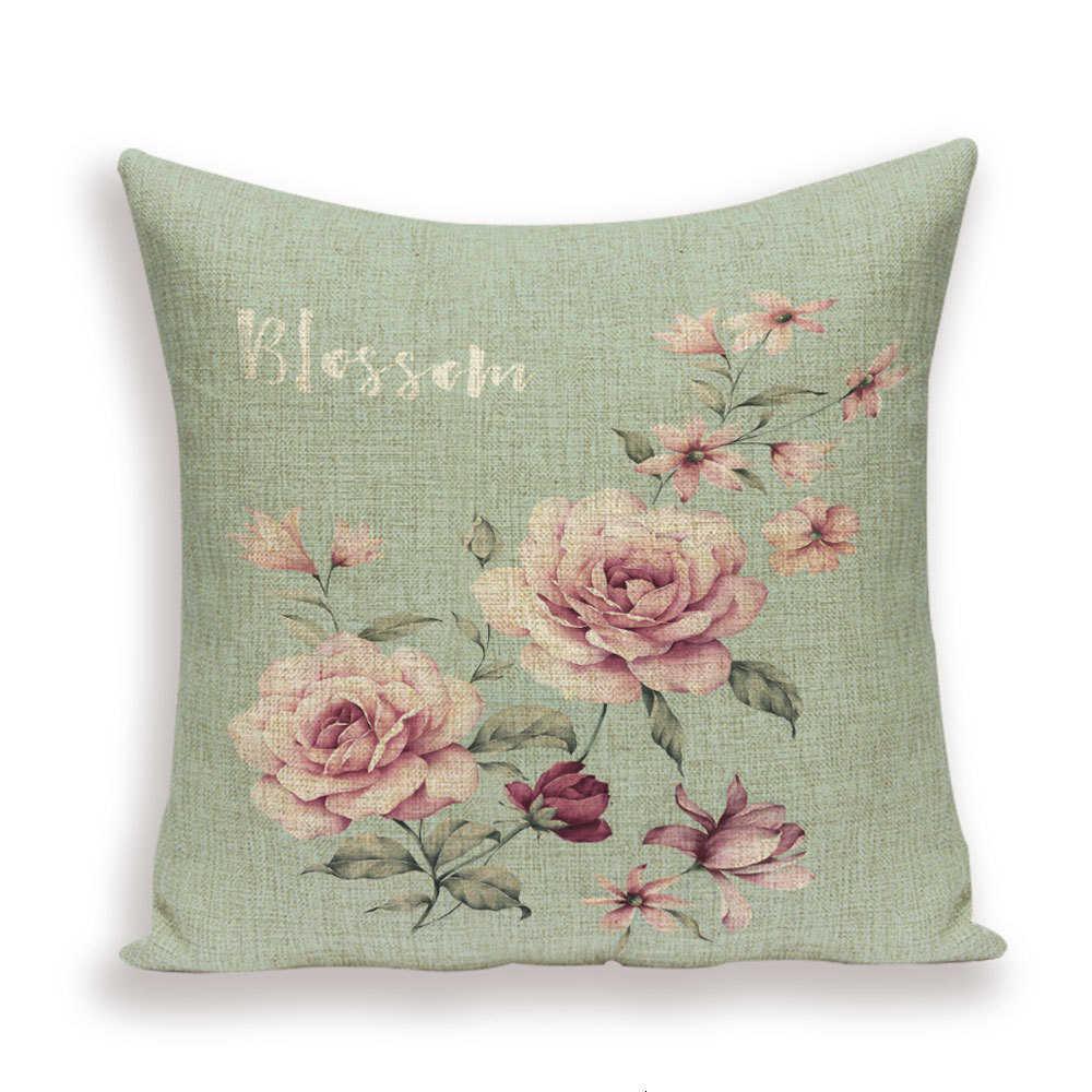 Decorative Plant Flower Throw Pillow Cover Soft Linen Cushion Cover For Living Room Couch Sofa Patio Outdoor Home Decor Decorative Plant Flower Throw Pillow Covers For Couch Sofa Bed Modern Quality Design Cushion Cover 45x45cm