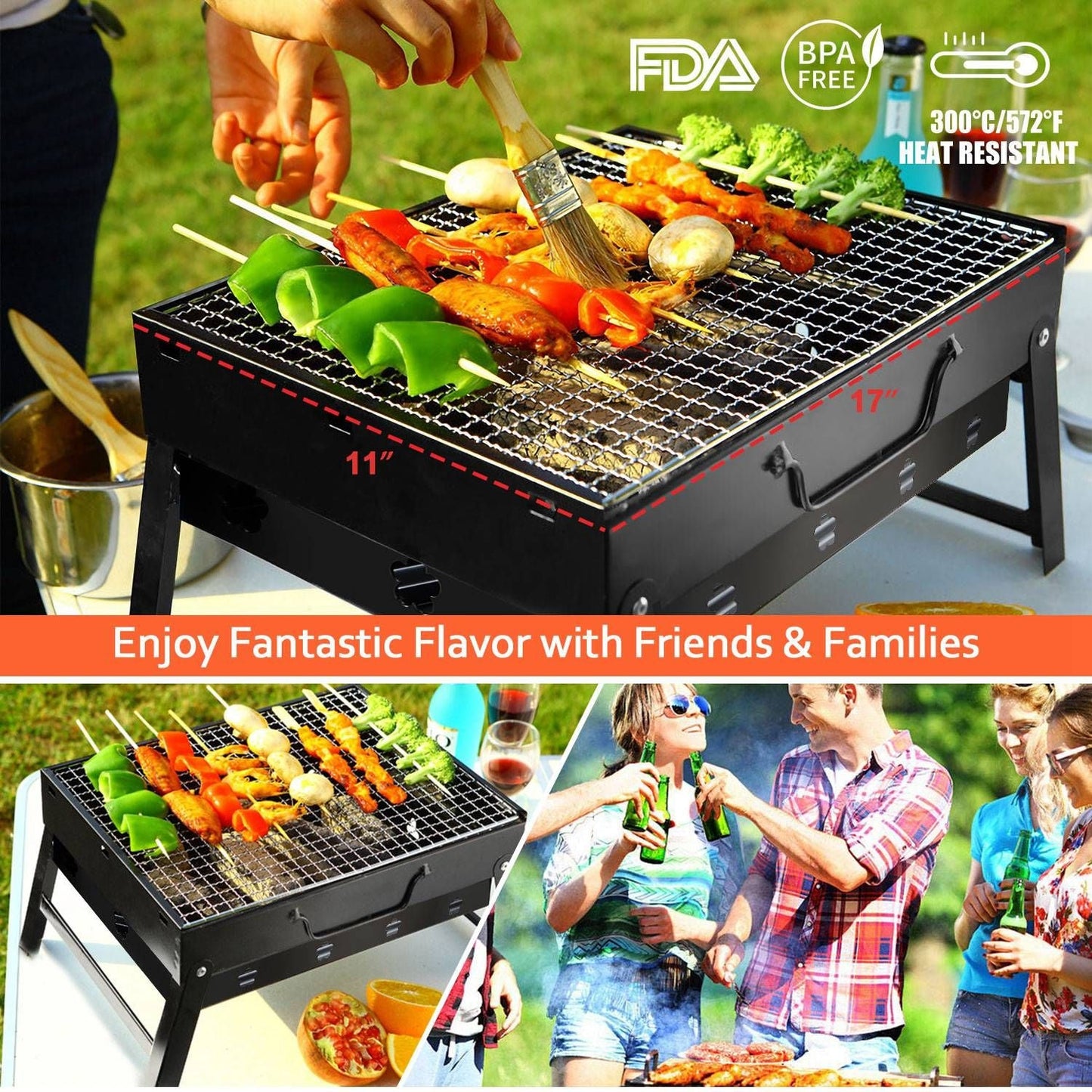 Portable Charcoal BBQ Grill β Lightweight Folding Smoker for Outdoors