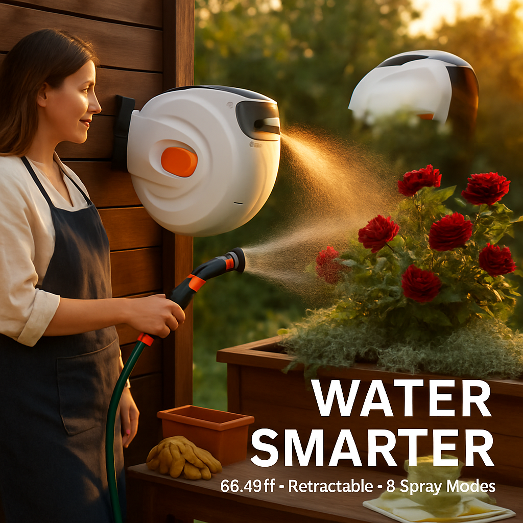 Retractable Garden Hose Reel with 180° Swivel Bracket