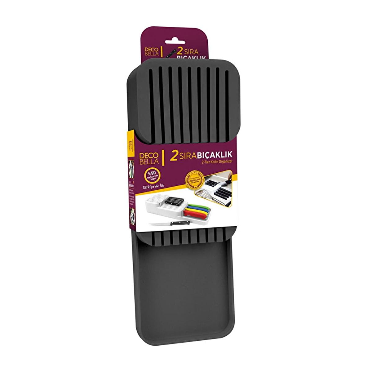 Decobella 18-Knife Block: Space Saving Double Row Knife Organizer for Kitchen, Protects & Stores Knives - Dishwasher Safe