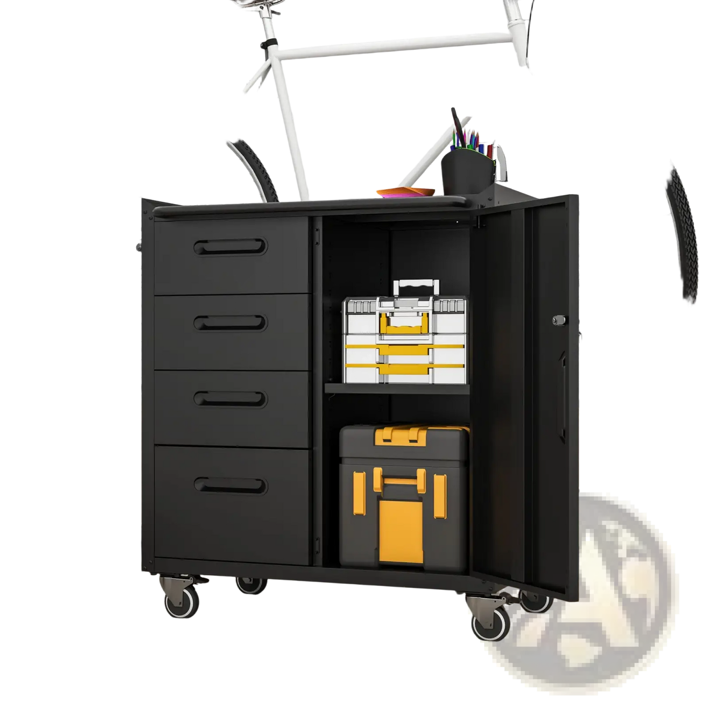 Metal Tool Storage Cabinet with 4 Drawers and Wheels
