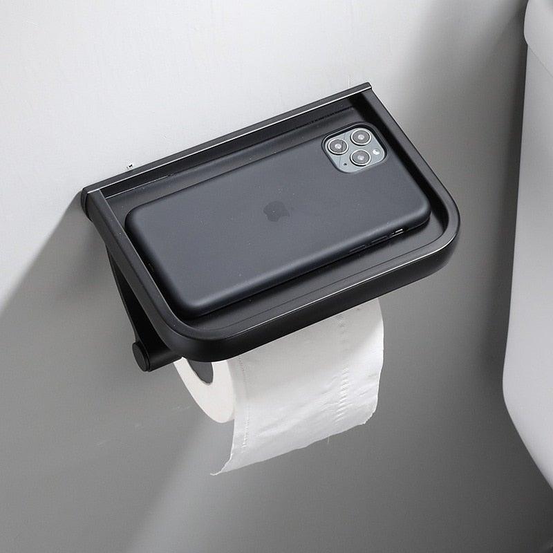 NEW Stainless Steel Toilet Paper Holder BathroomPaper Phone Holder Shelf Towel Roll shelf Accessories Toilet Paper Holder with Phone Shelf Aluminum Bathroom Accessories Tissue Roll Dispenser Storage Rack Wall Mounted Modern Paper Towel Adapter