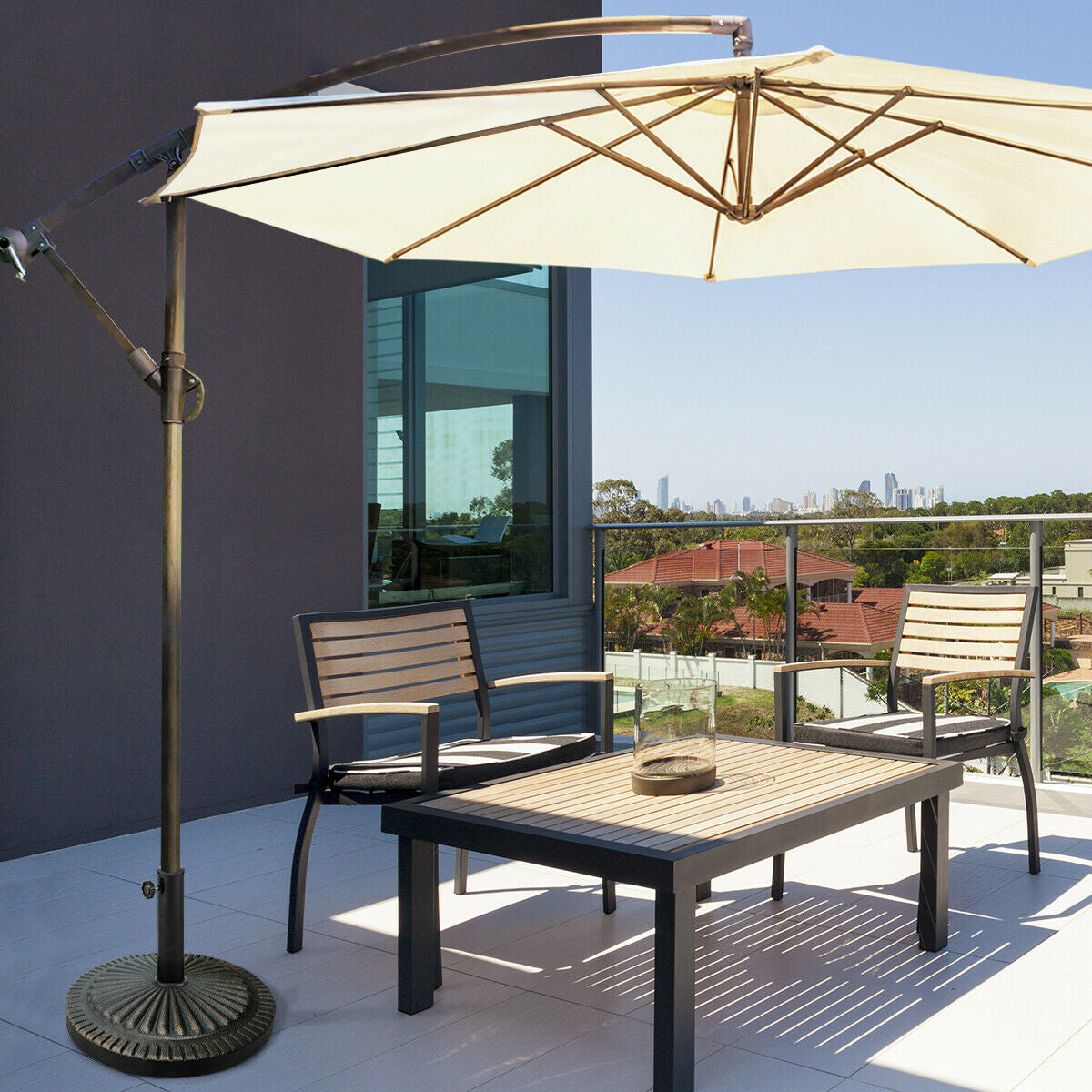 154lbs Mobile Fillable Patio Umbrella Base with 4 Wheels
