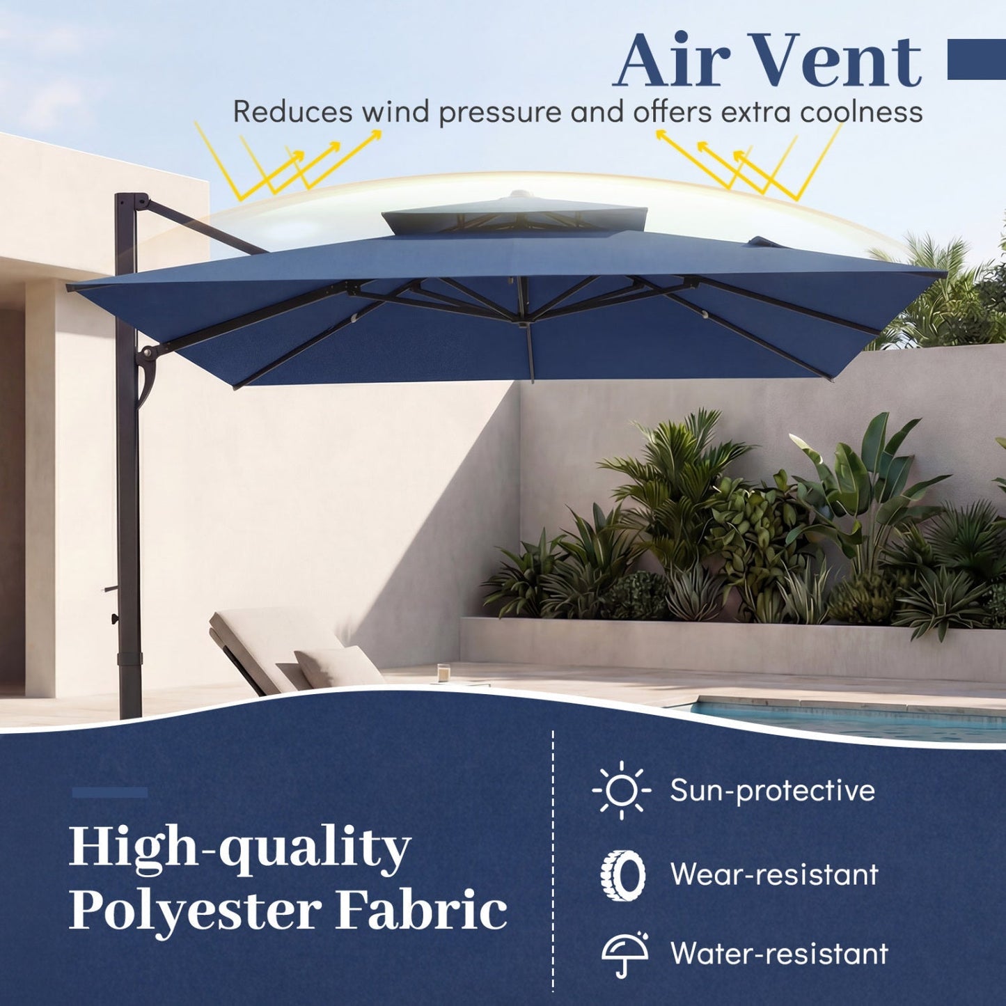 10 FT Cantilever Patio Umbrella with 220 LBS Base