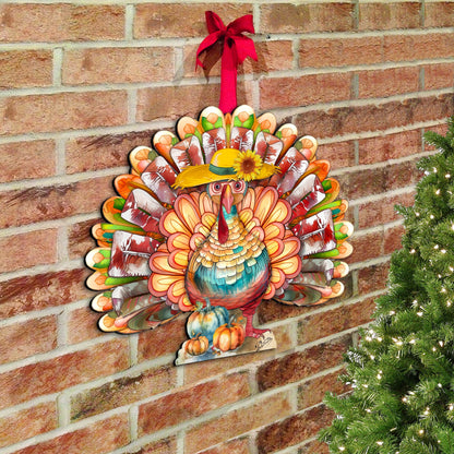Thanksgiving Turkey Holiday Door Decor  by G. Debrekht - Thanksgiving Halloween Decor  - 8611055H