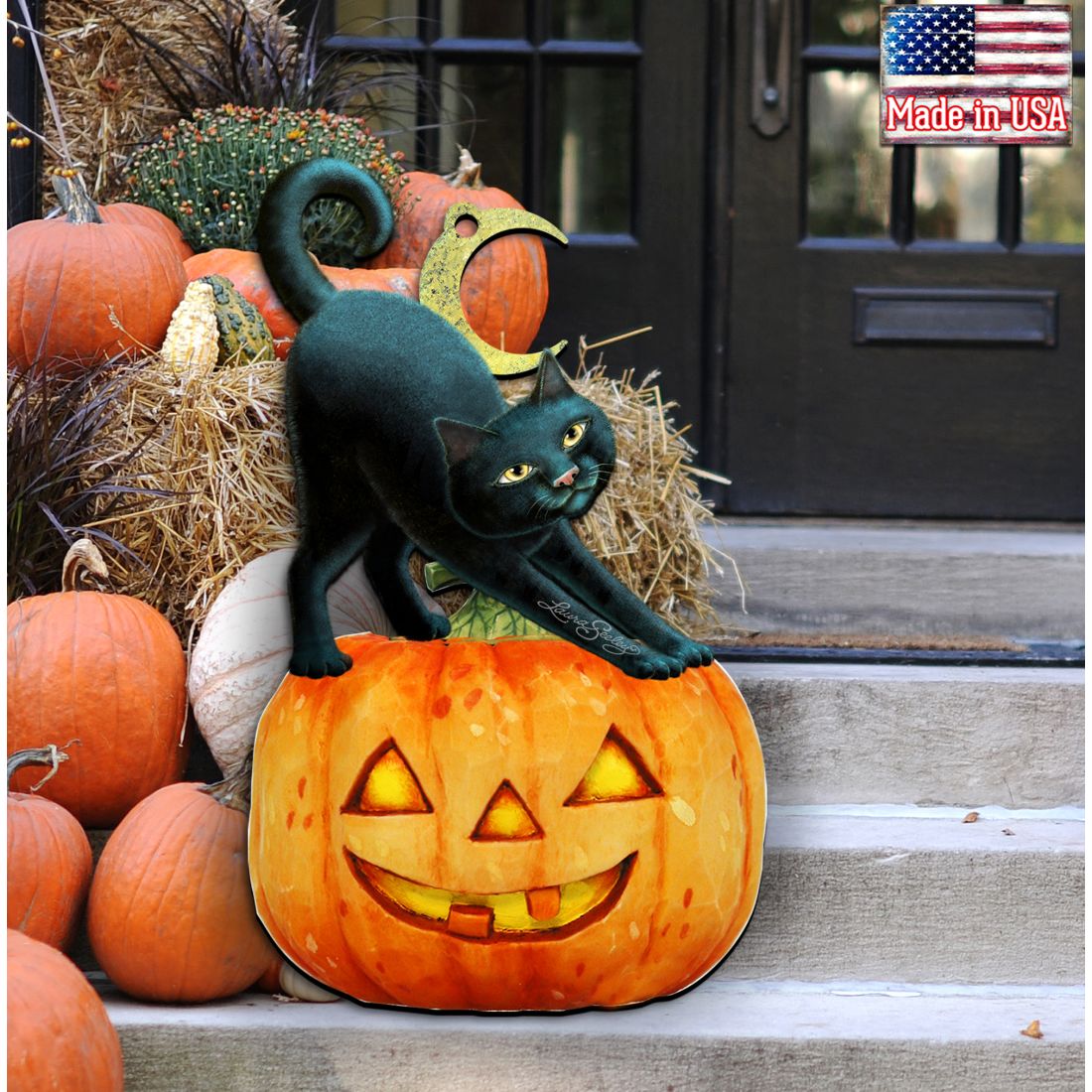 Spooky Halloween Cat Door Decor by Laura Seeley - Thanksgiving Halloween Decor - 8512054-2H