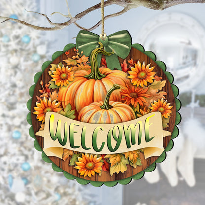 Welcome Wooden Ornaments by G. Debrekht Thanksgiving Halloween Decor - 933123