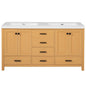 Bathroom Vanity With Double Sink, Soft Close Doors & Drawers Handles - Wood