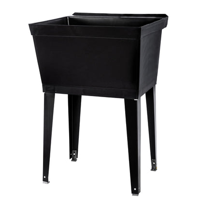 Tehila Standard Freestanding Black Utility Sink with Black Legs, Water Supply Lines Included