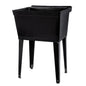 Tehila Standard Freestanding Black Utility Sink with Black Legs, Water Supply Lines Included