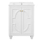 Bathroom Vanity With Ornate Elliptical Motif, Soft Close Hinges