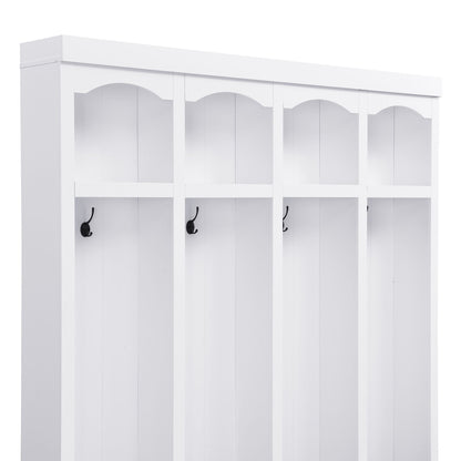 Entryway Hall Tree With Bench, 4 Hooks & Open Storage Space