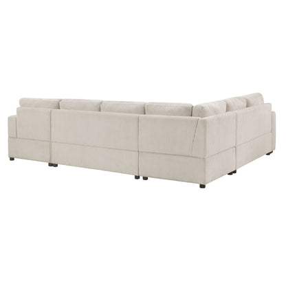 Oversized Sectional U-Shaped Sofa With Chaise Lounge And Three Soft Throw Pillows