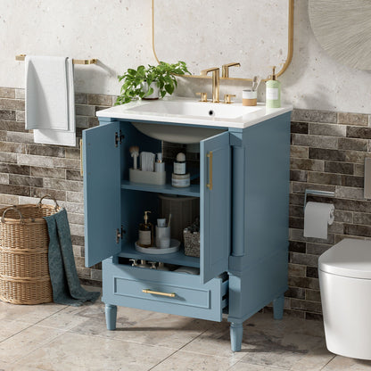 Bathroom Vanity With Ornate French Cylinder Legs, Soft Close Drawer