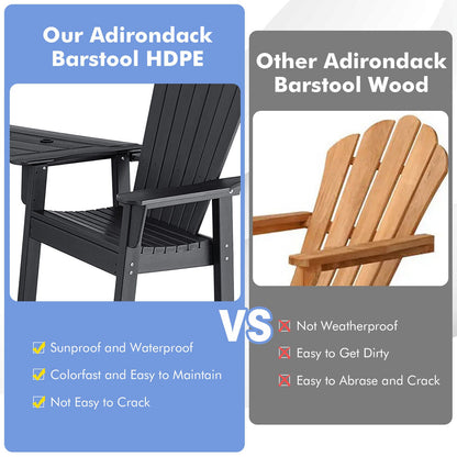 2 Pieces HDPE Tall Adirondack Chair with Middle Connecting Tray