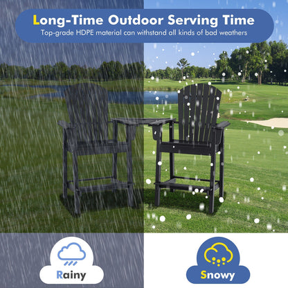 2 Pieces HDPE Tall Adirondack Chair with Middle Connecting Tray