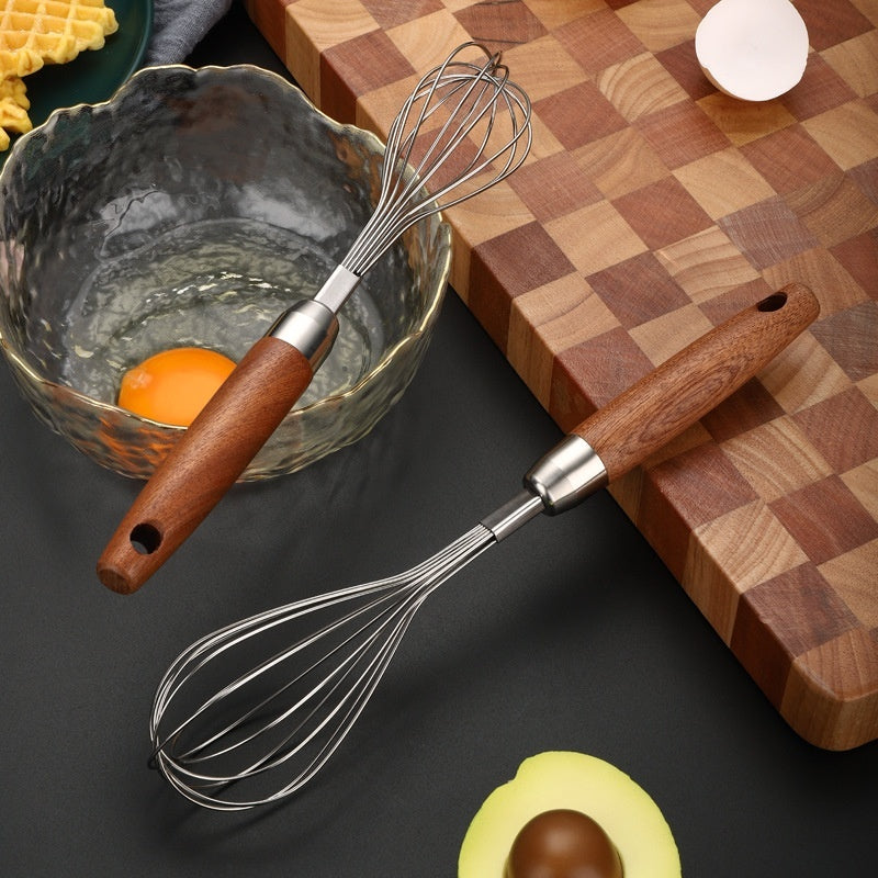 Stainless Steel Wooden-handled Manual Kitchen Mixeregg Beater Gadget