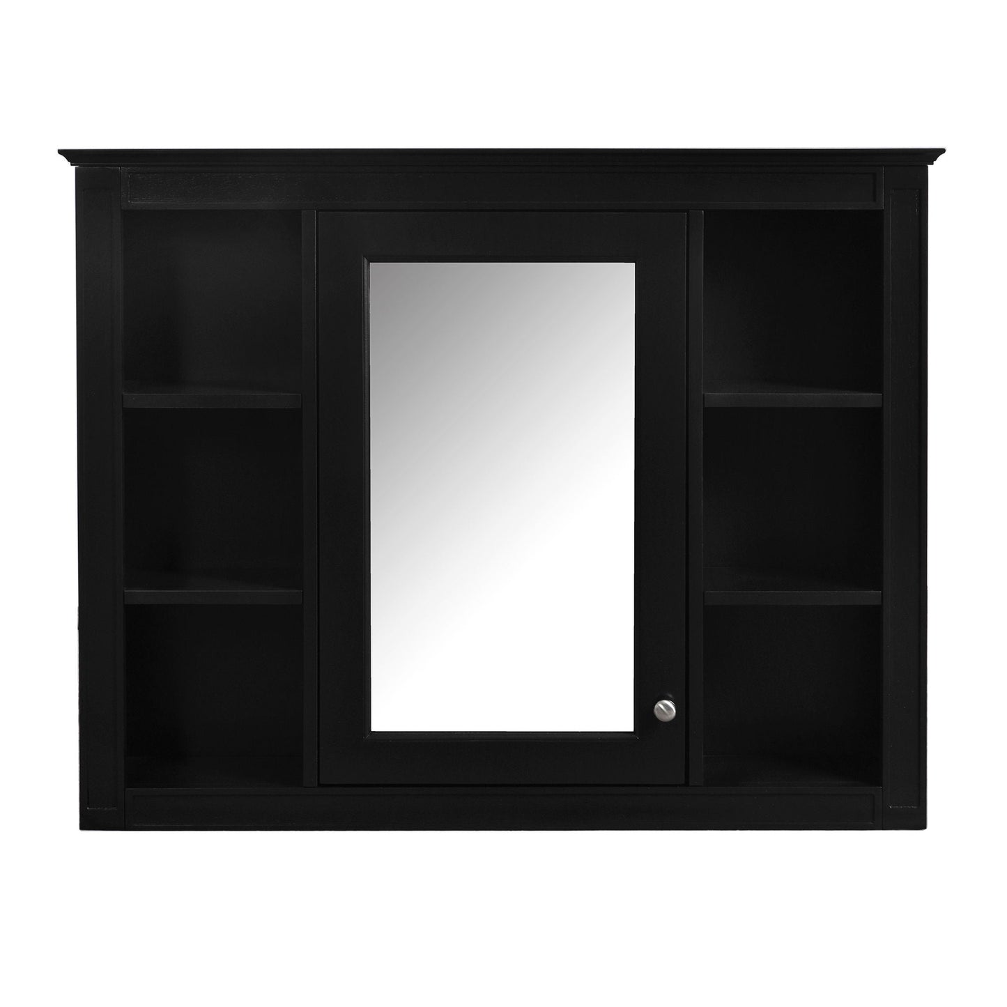 Wall Mounted Medicine Cabinet With Mirror, Storage Cabinet Featuring 6 Open Shelves And Adjustable Interior