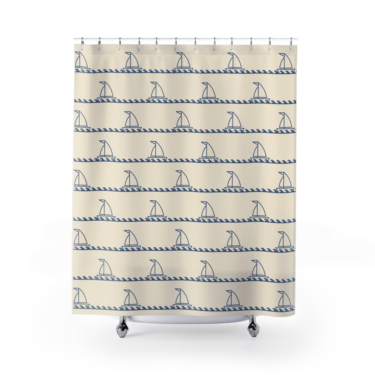 Nautical Shower Curtain — Sailing Boat Theme Bath Decor