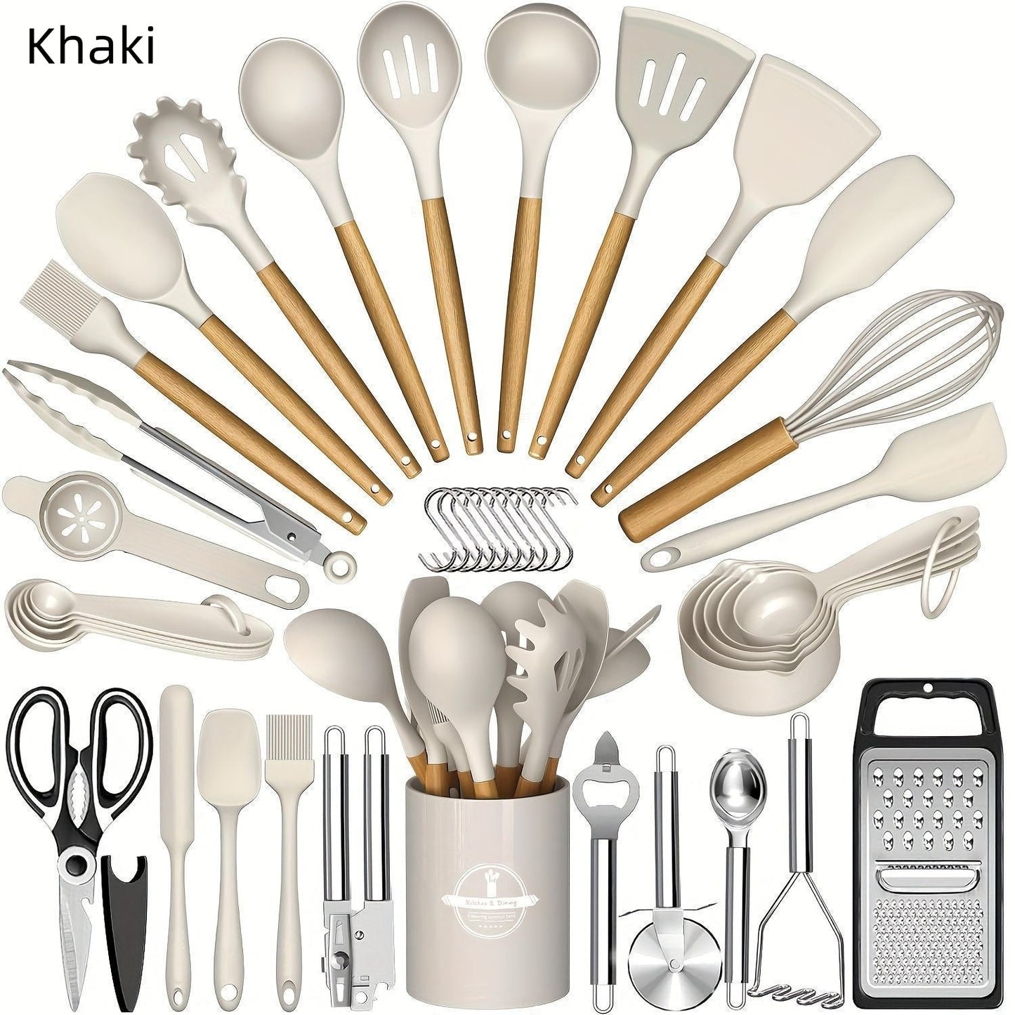 Wooden-Handle Silicone Kitchen Tool Set