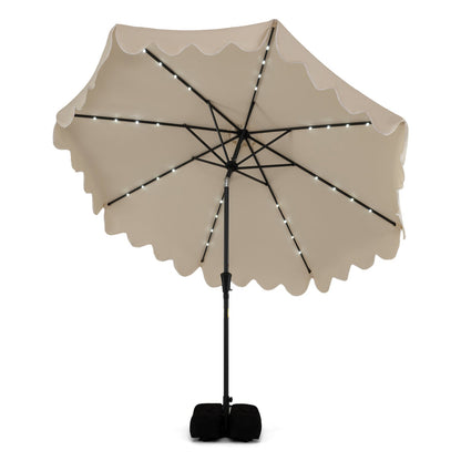 10 FT Outdoor Patio Umbrella with Solar LED Lights and Weighted Base