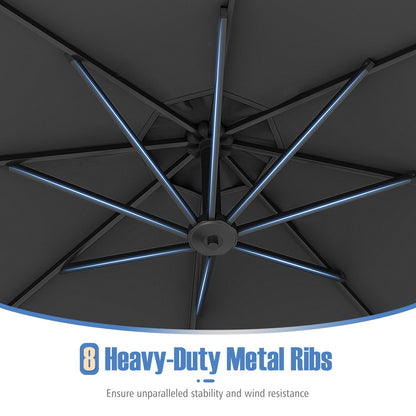 10 Feet Offset Hanging Umbrella with Base Patio Cantilever Umbrella with Tilt