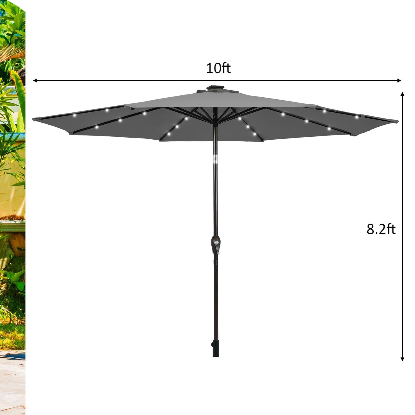 10 Feet Outdoor Patio umbrella with Bright Solar LED Lights-Dark Blue