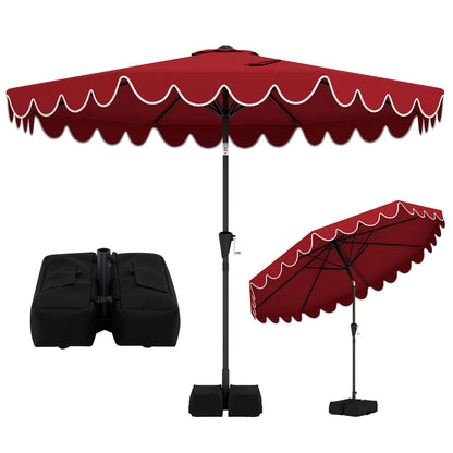 10 Feet Patio Umbrella with Weighted Base and Sandbags