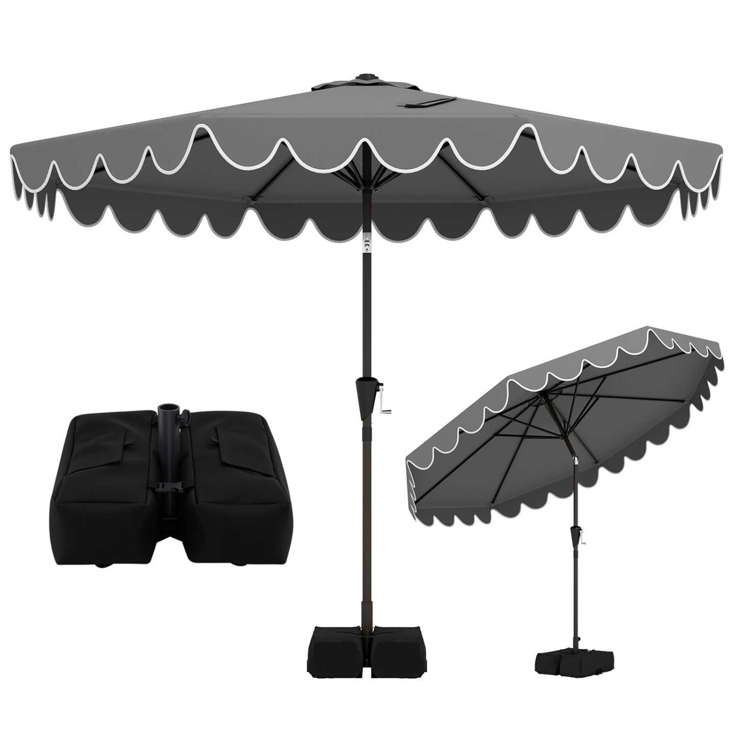 10 Feet Patio Umbrella with Weighted Base and Sandbags