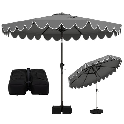 10 Feet Patio Umbrella with Weighted Base and Sandbags