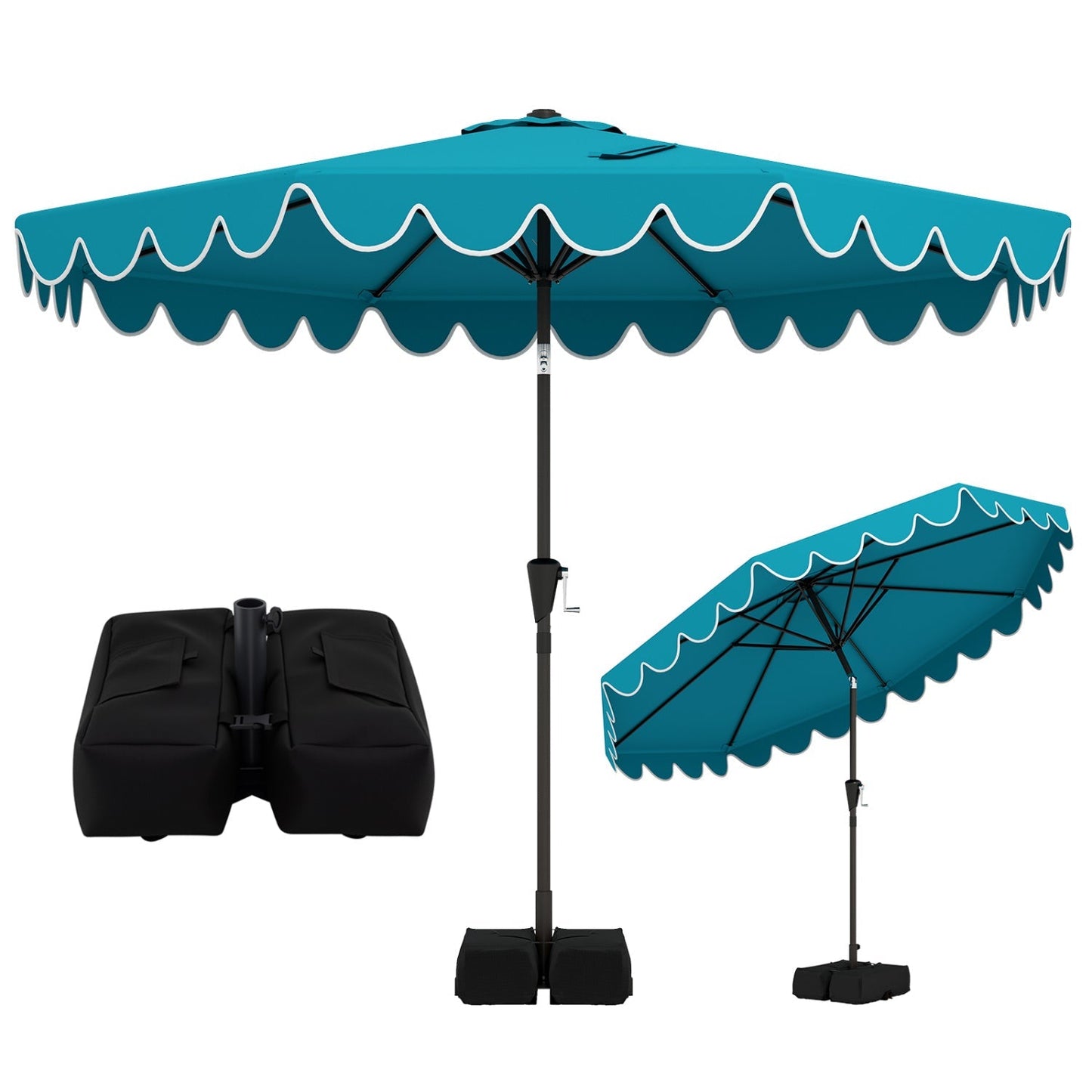 10 Feet Patio Umbrella with Weighted Base and Sandbags