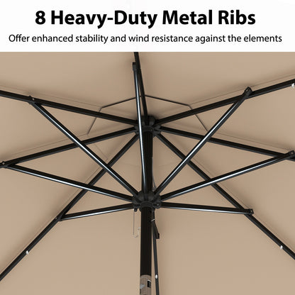 10 Feet Solar Patio Umbrella with 24 LED Lights