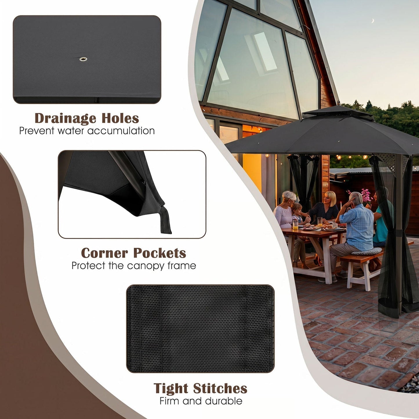 10' x 12' Gazebo Replacement Canopy Top with Air Vent