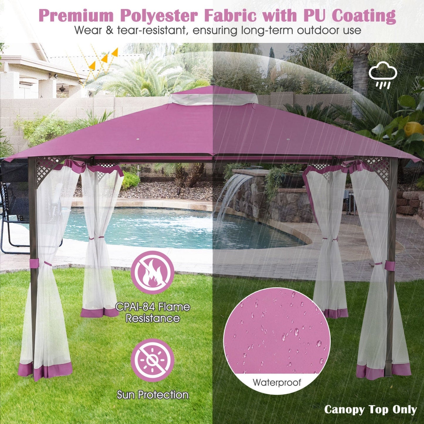 10' x 12' Gazebo Replacement Canopy Top with Air Vent