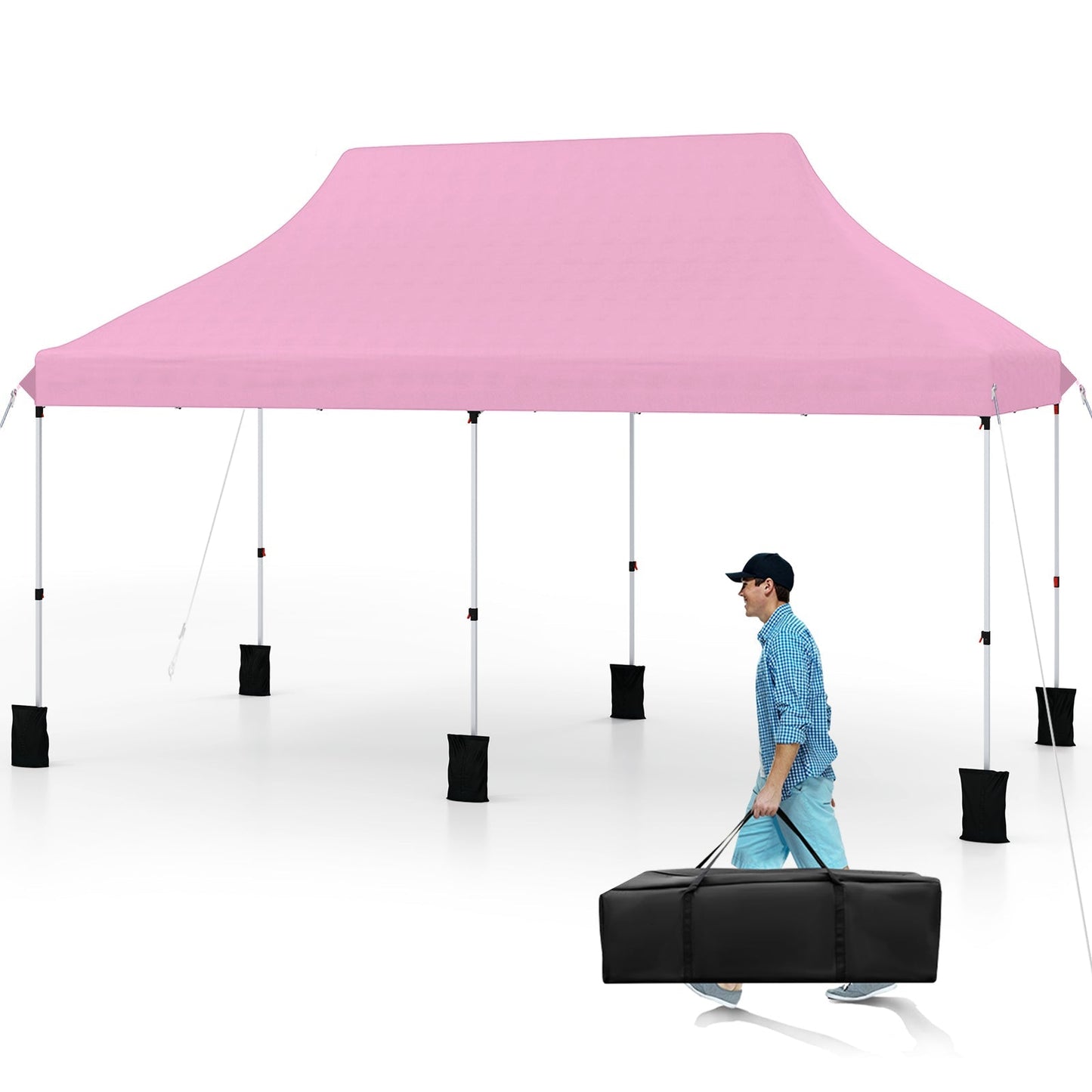 10 X 20 FT Pop up Canopy Tent Foldable Portable Outdoor Gazebo with Carry Bag-Blue