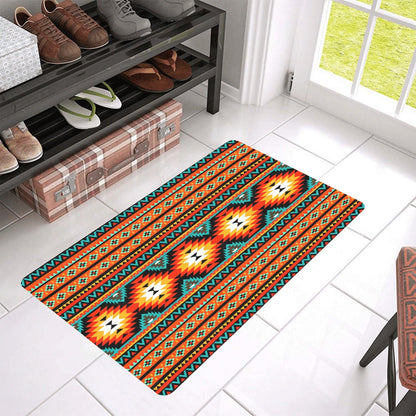 Orange Aztec Floor Mat 30" x 18" Made in America